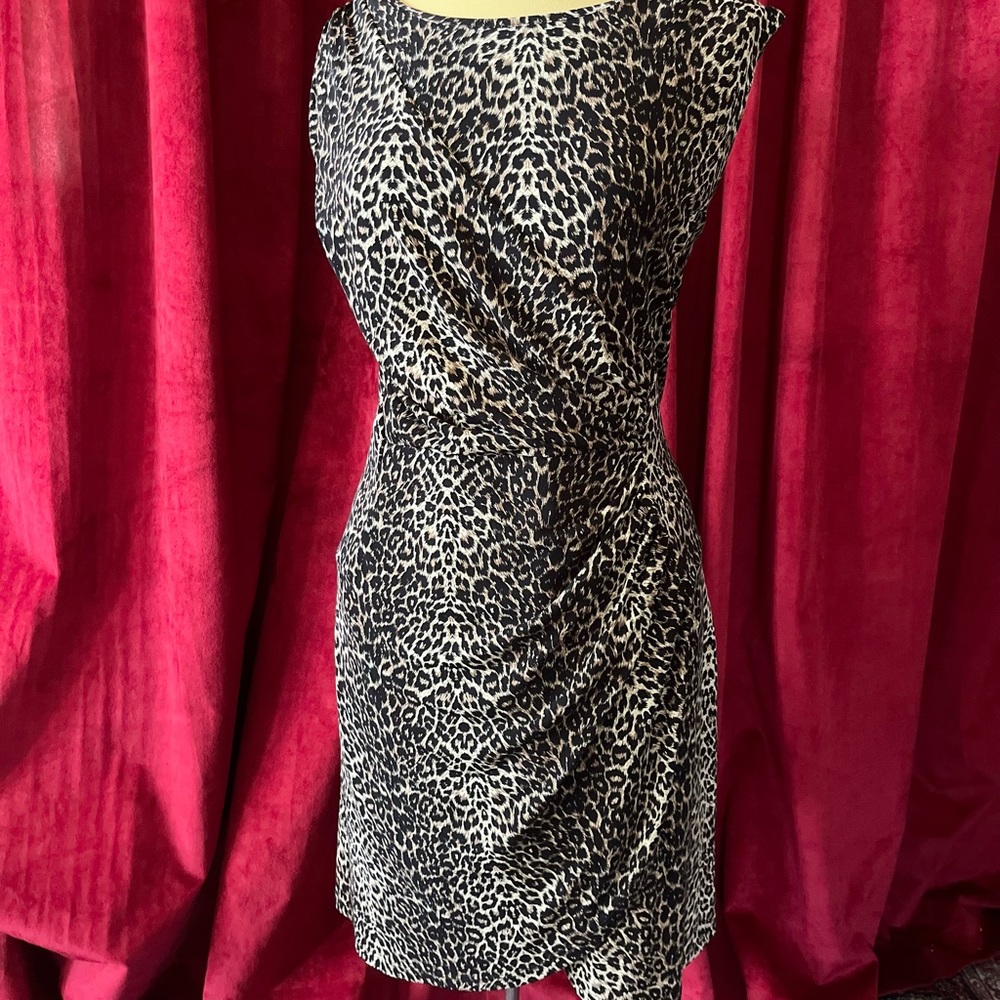 Mary Kay Leopard Faux Wrap Dress XL